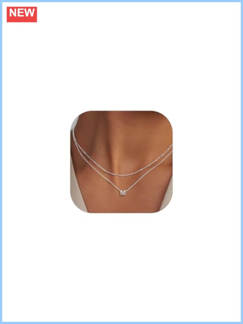 Dainty Stainless Steel Layered Initial Necklace Adjustable 16-18"
